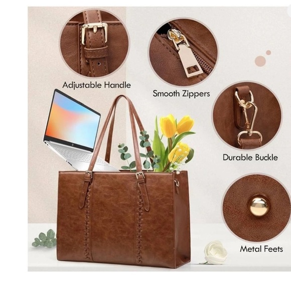 Brown Laptop Tote Bag - Picture 6 of 7